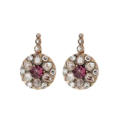 Rhodolite And Diamond Earrings
