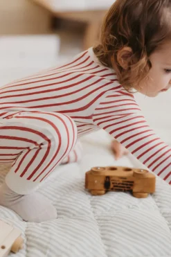 Ribbed Baby Footless Sleeper in Stripes Away Berry