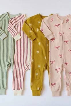 Ribbed Baby Footless Sleeper in Stripes Away Berry