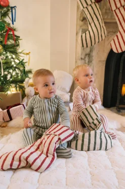 Ribbed Baby Sleeper in Stripes Away Evergreen