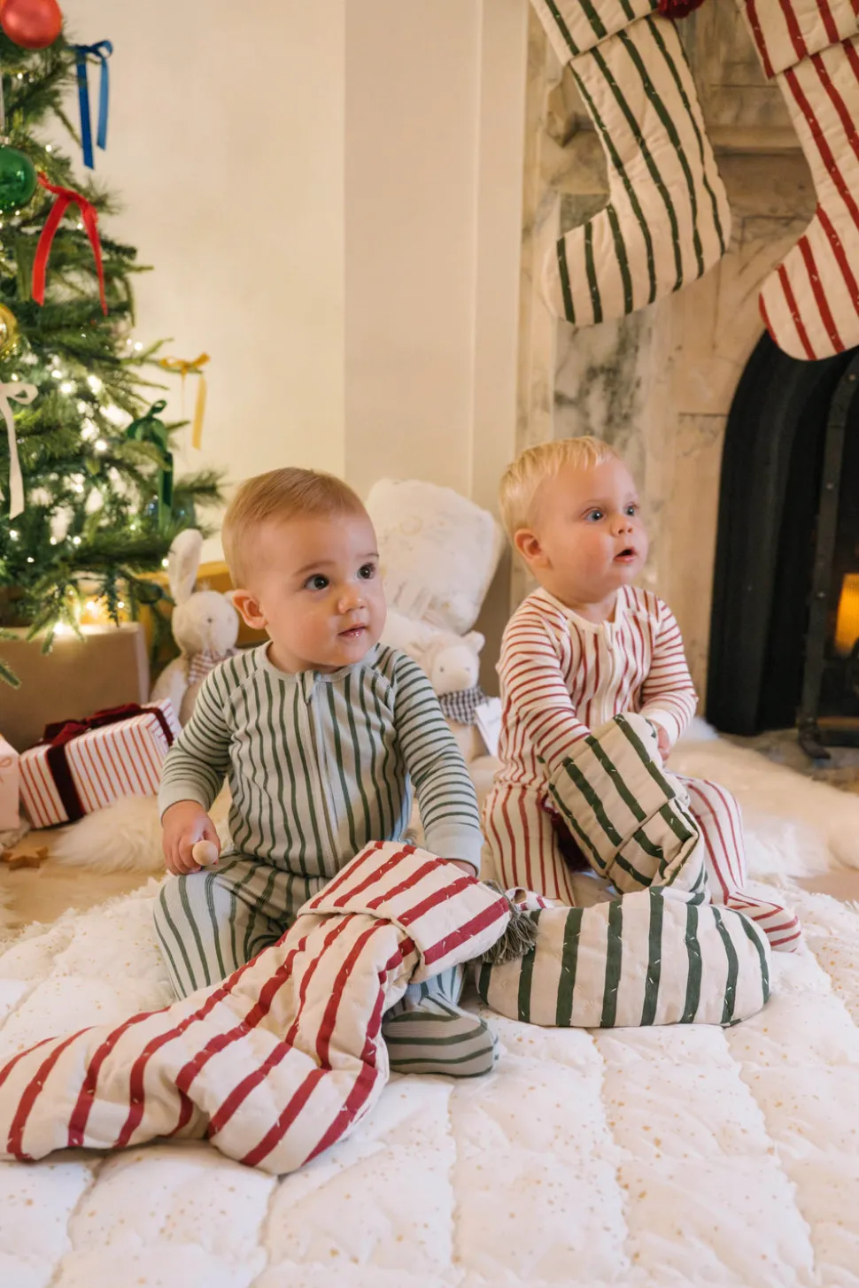 Ribbed Baby Sleeper in Stripes Away Evergreen