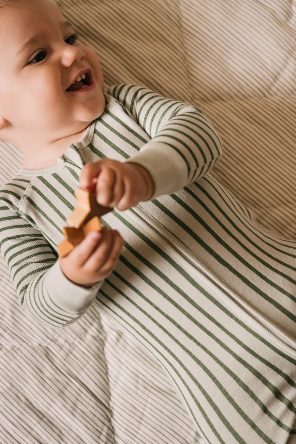 Ribbed Baby Sleeper in Stripes Away Evergreen