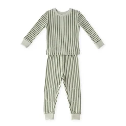 Ribbed Kids Pajama in Stripes Away Evergreen