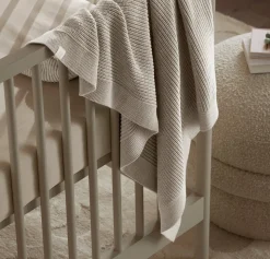 Ribbed Knit Baby Blanket in Heathered Oatmeal