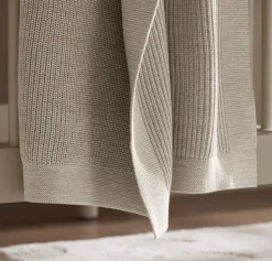 Ribbed Knit Baby Blanket in Heathered Oatmeal