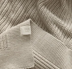 Ribbed Knit Baby Blanket in Heathered Oatmeal