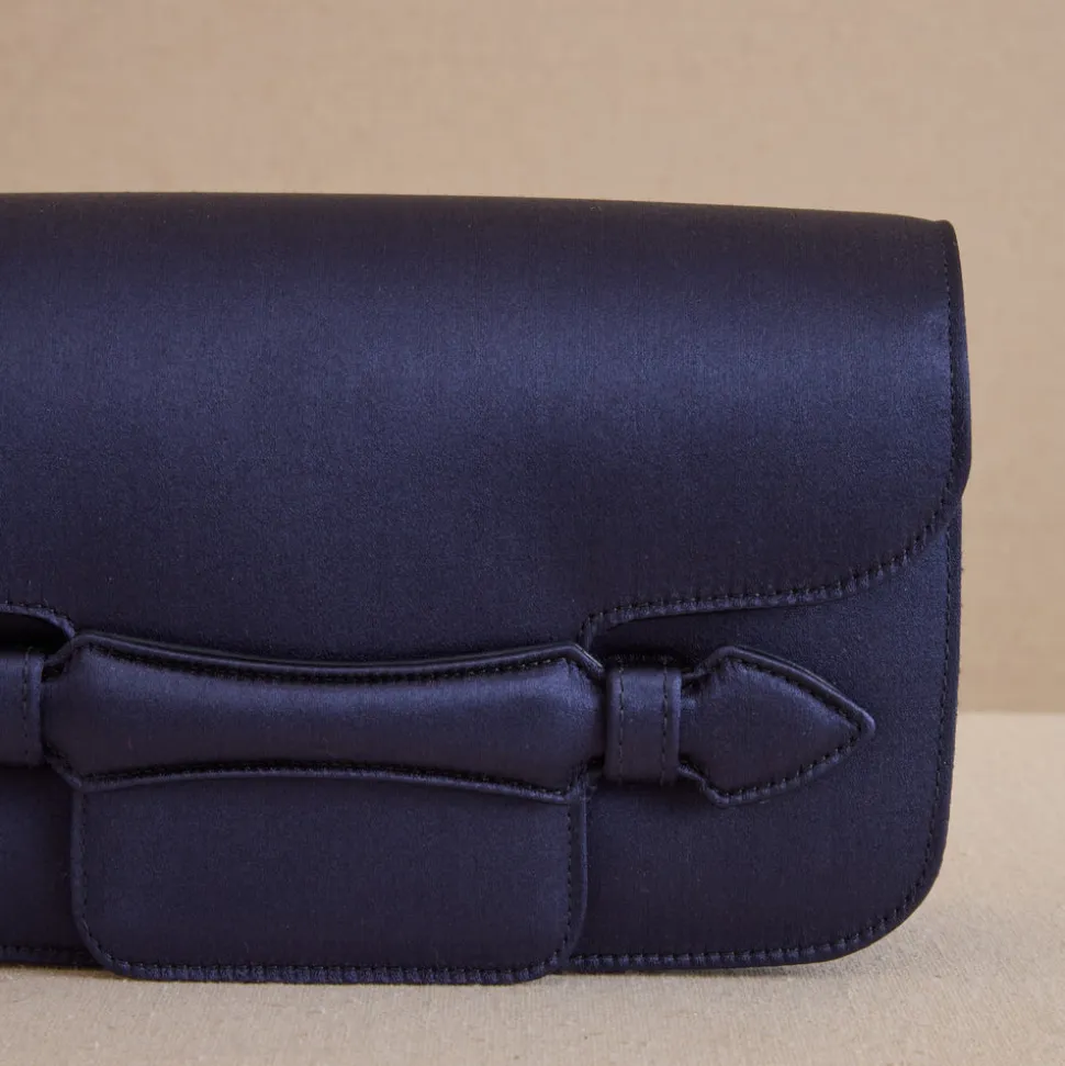 Romy Clutch in Satin Navy