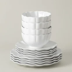Rosa Collection 12-pc Place Setting with Cereal Bowl in White
