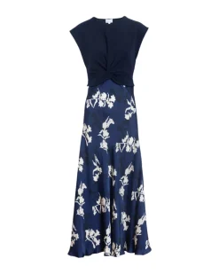 Rosabeth Dress in Maritime Blue & Cream Multi