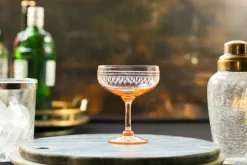 Rose Cocktail Glasses With Ovals Design, Set of 4