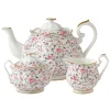 Rose Confetti Teapot, Sugar, Cream, 3 Piece Set
