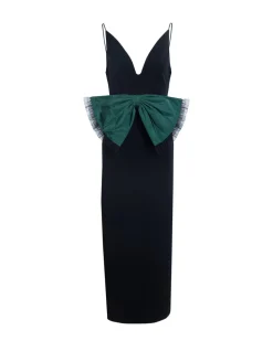 Rose Dress in Noir & Emerald Multi