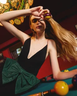 Rose Dress in Noir & Emerald Multi