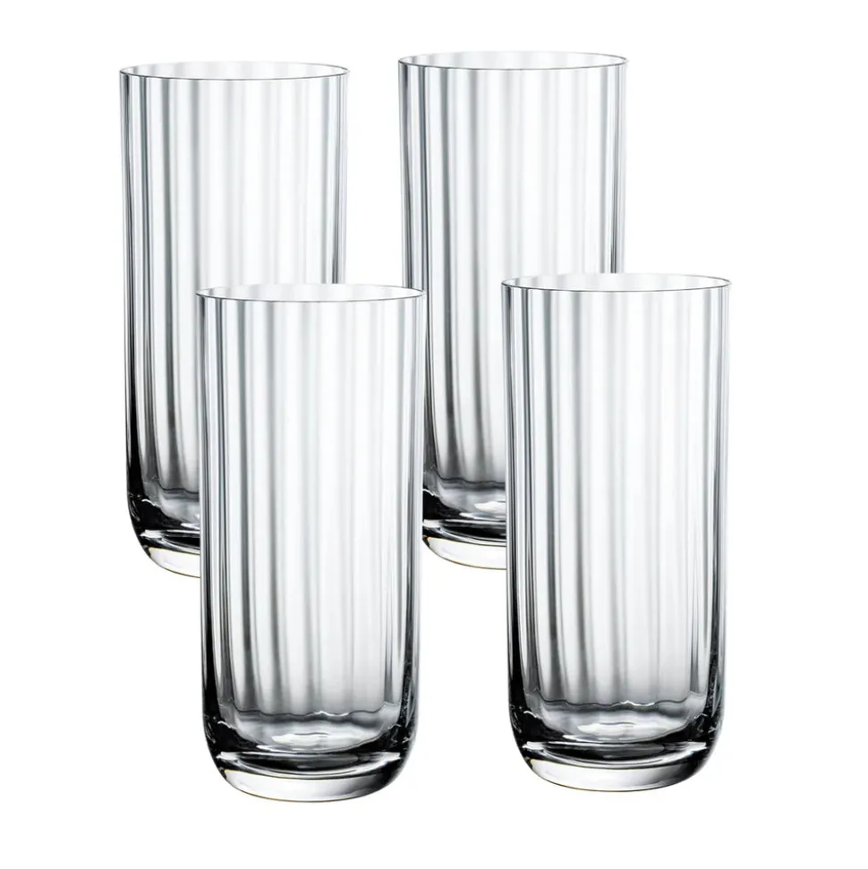Rose Garden Champagne Coupe in Clear, Set of 4