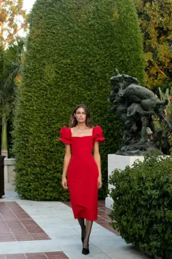 Rose Midi Dress in Red