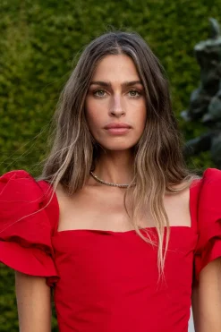 Rose Midi Dress in Red