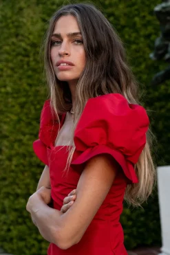 Rose Midi Dress in Red