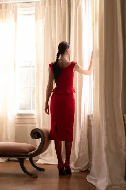 Rosso Skirt in Red Satin