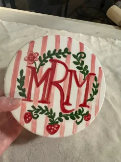 Round Keepsake Box in Stripes & Strawberries