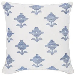 Rubia Embroidery 18" Pillow in Blue