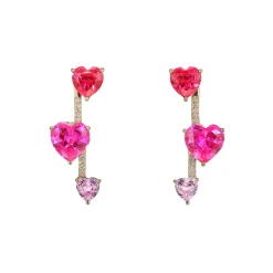 Ruby Heart Pendulum Earrings