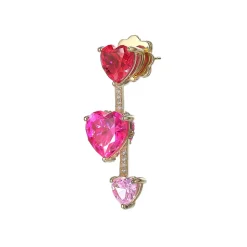 Ruby Heart Pendulum Earrings