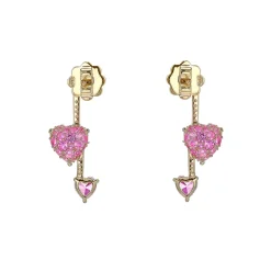 Ruby Heart Pendulum Earrings