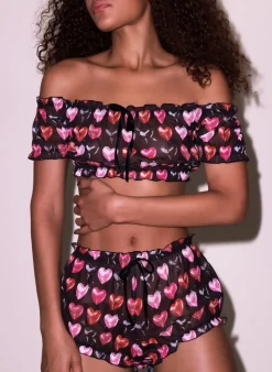 Ruched Mesh Crop Top