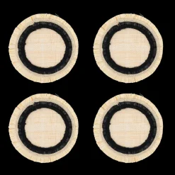 Ruffle Edge Straw Coasters in Black