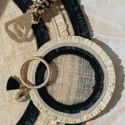 Ruffle Edge Straw Coasters in Black