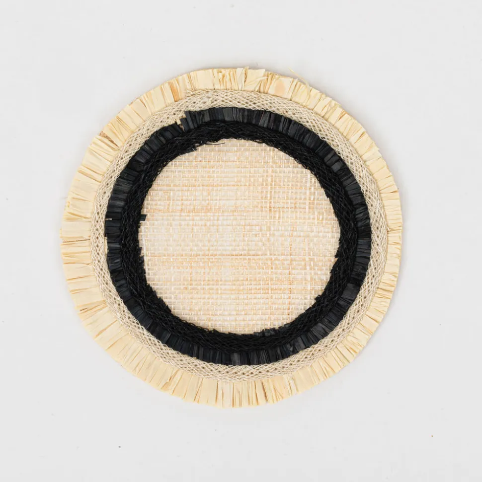 Ruffle Edge Straw Coasters in Black