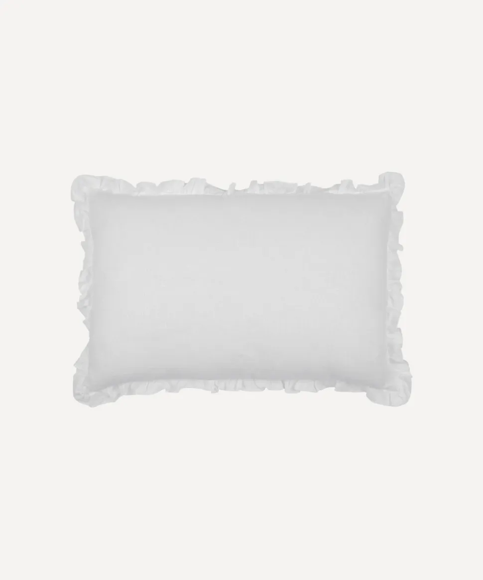 Ruffle Linen Cushion Cover in White