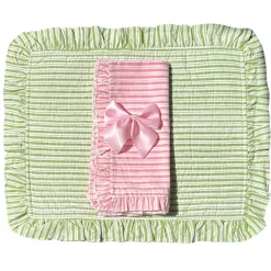 Ruffle Napkin in Pink Stripes, Set of 4