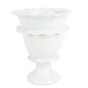 Rustic Garden White Ruffle Tall Footed Cachepot