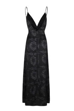 Sabina Silk Jacquard Midi Dress in Black