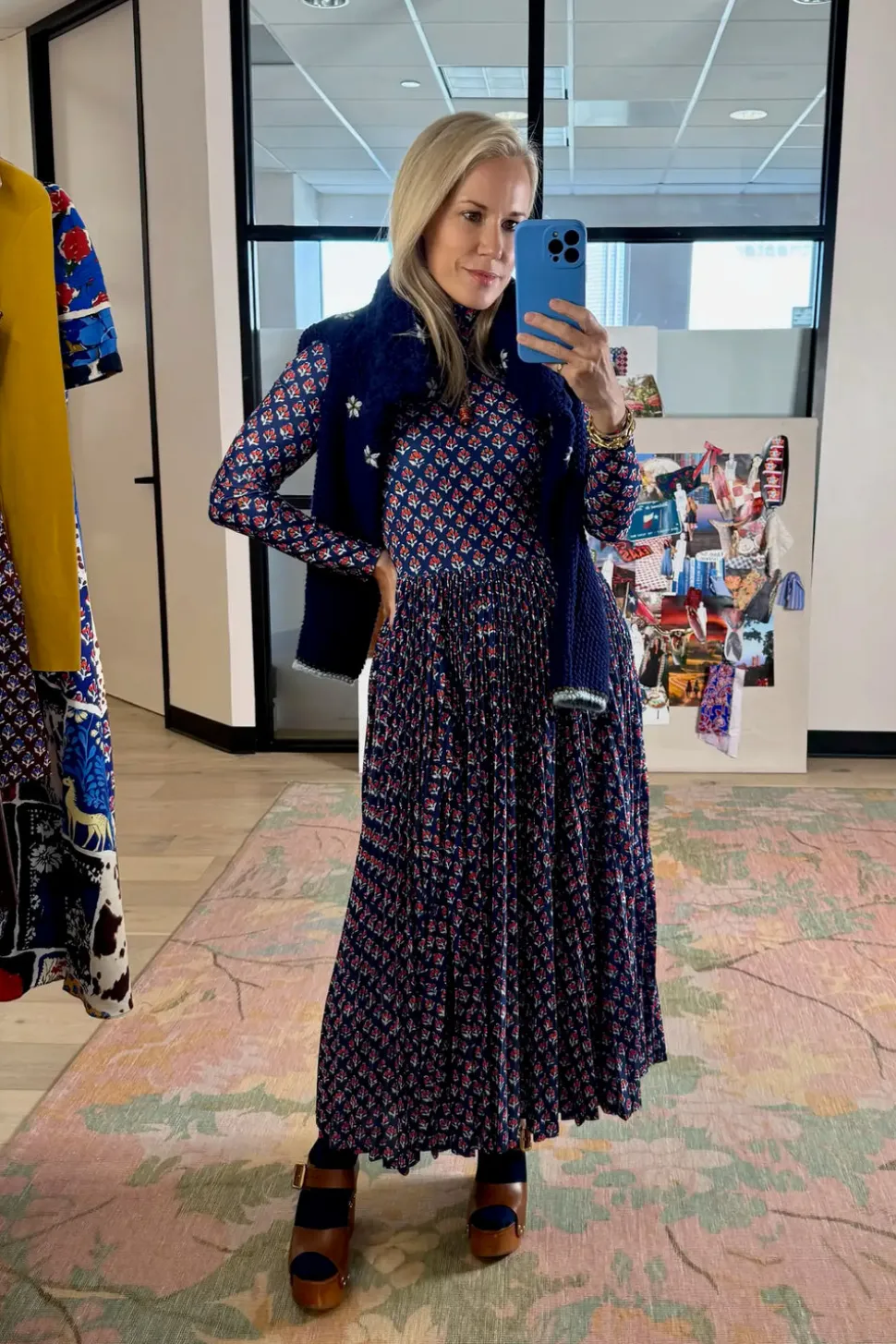 Sabine Dress in Autumn Fleur Navy