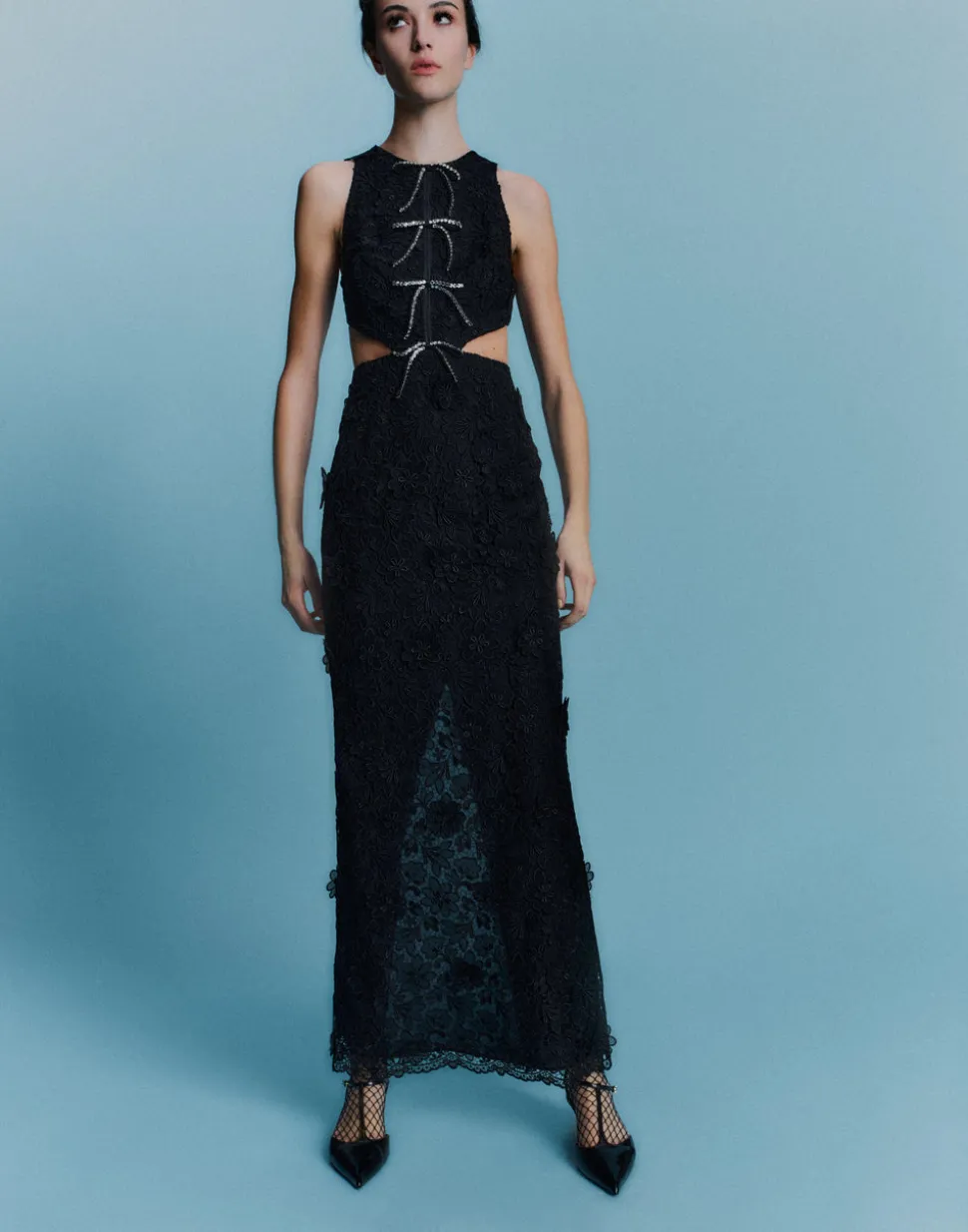 Saffi Gown Black Embroidered Cotton
