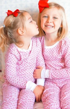 Sailor Hearts Two Piece Kids Pajamas in Posie Pink