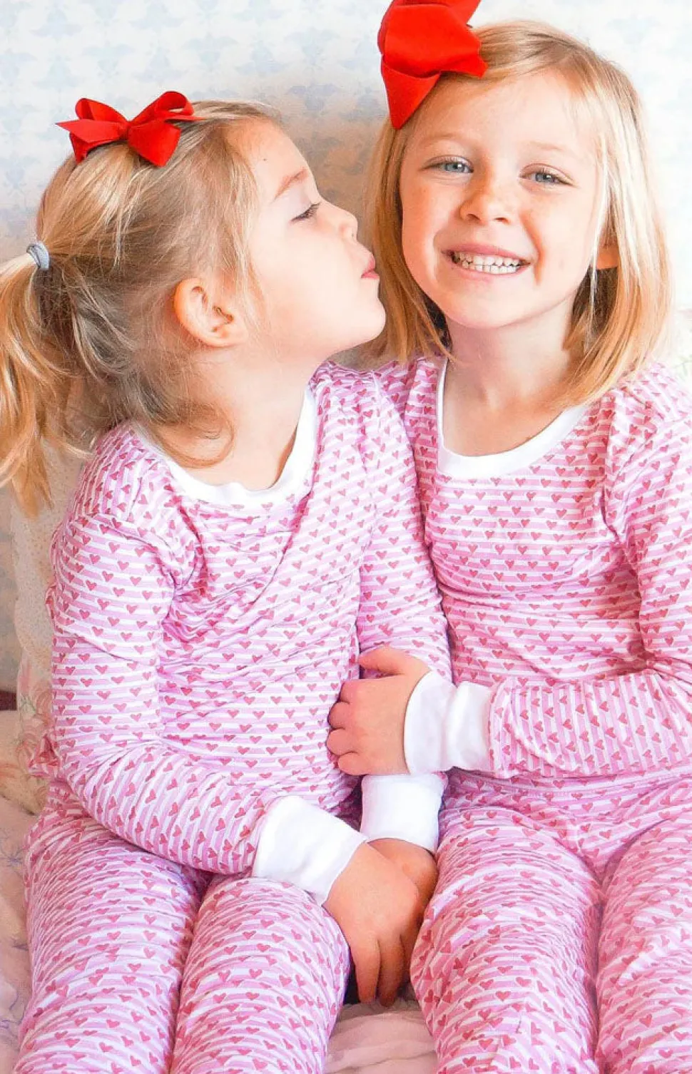 Sailor Hearts Two Piece Kids Pajamas in Posie Pink
