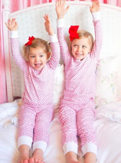 Sailor Hearts Two Piece Kids Pajamas in Posie Pink