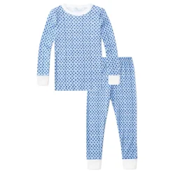 Sailor Hearts Two Piece Kids Pajamas in Chatham Blue