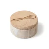 Salt Cellar in Beige Marble & Mango Wood