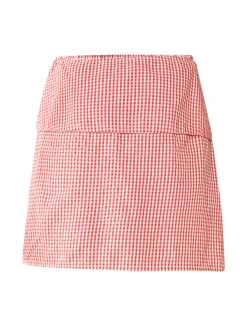 Sam Skort x Rainey Collaboration in Red Gingham with Cream Crochet Applique