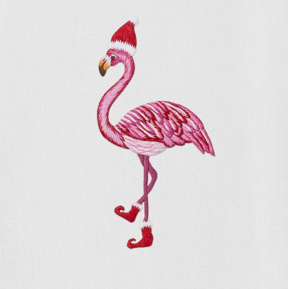 Santa Hat Flamingo Hand Towel