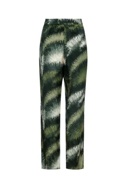 Santo Tomás Silk Jacquard Pants in Green Brushed