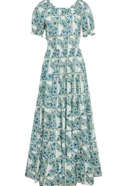 Santorini Maxi Dress in Blue Green Paisley