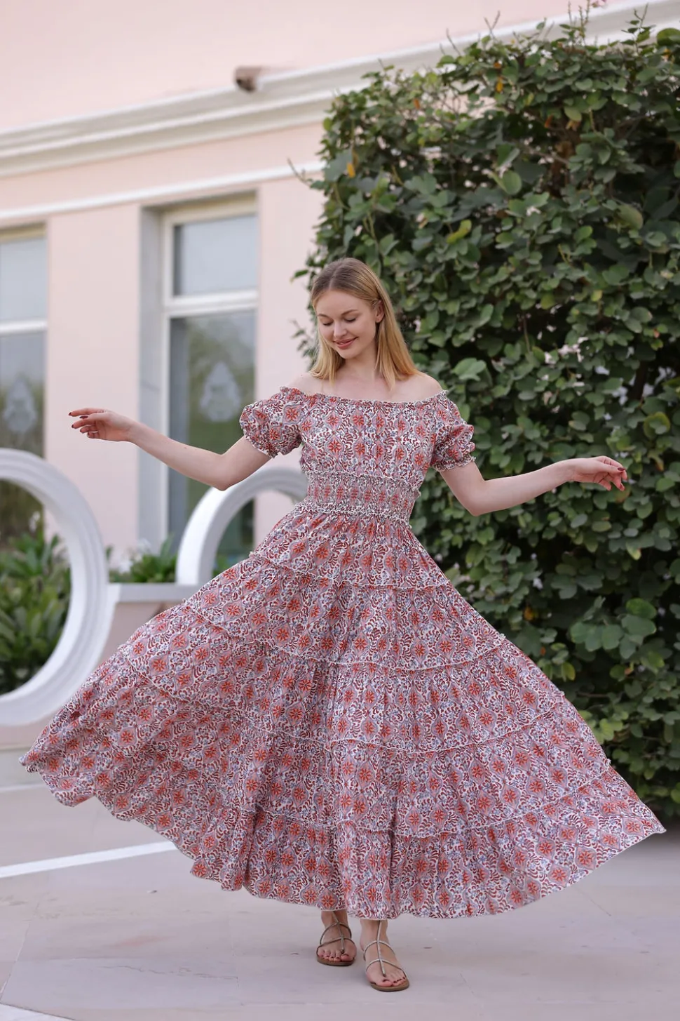 Santorini Maxi Dress in Pink Tile