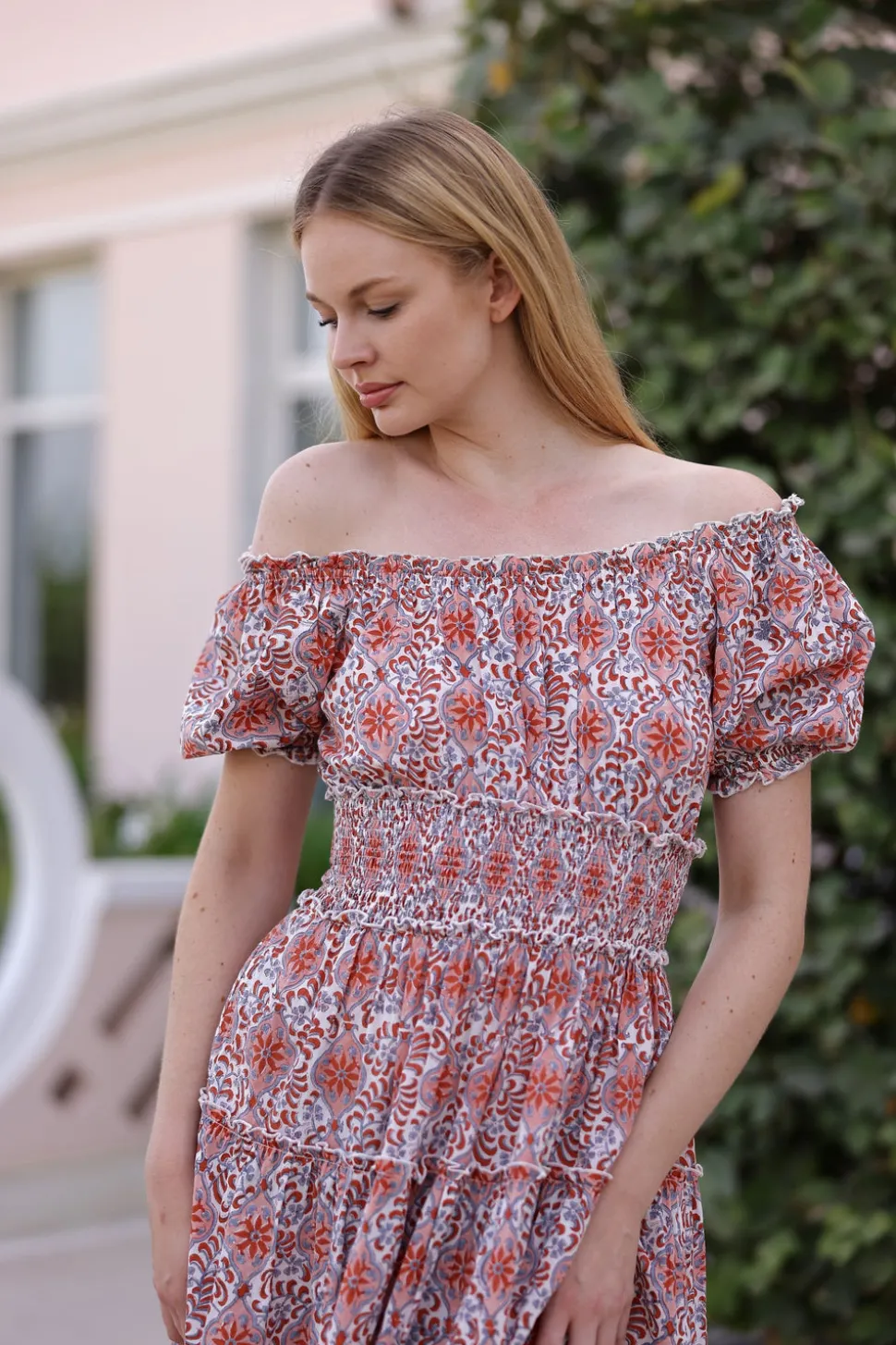 Santorini Maxi Dress in Pink Tile
