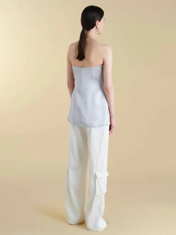 Satin Twist Bustier in Grey
