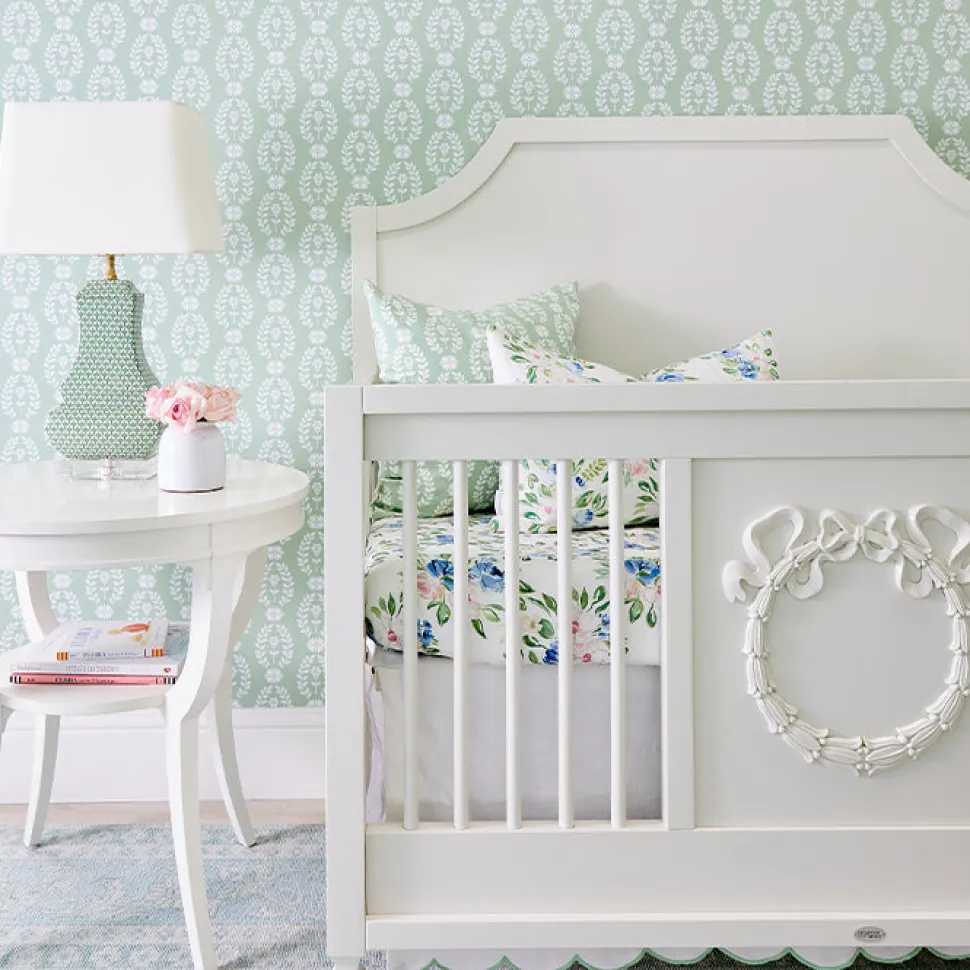 Scallop Crib Skirt in Garden Green